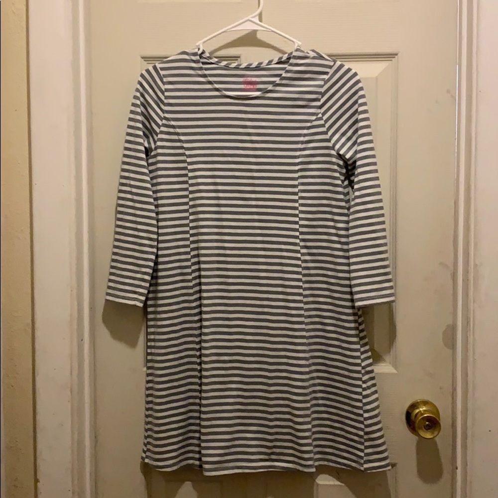 Dress shirt with grey and white stripes